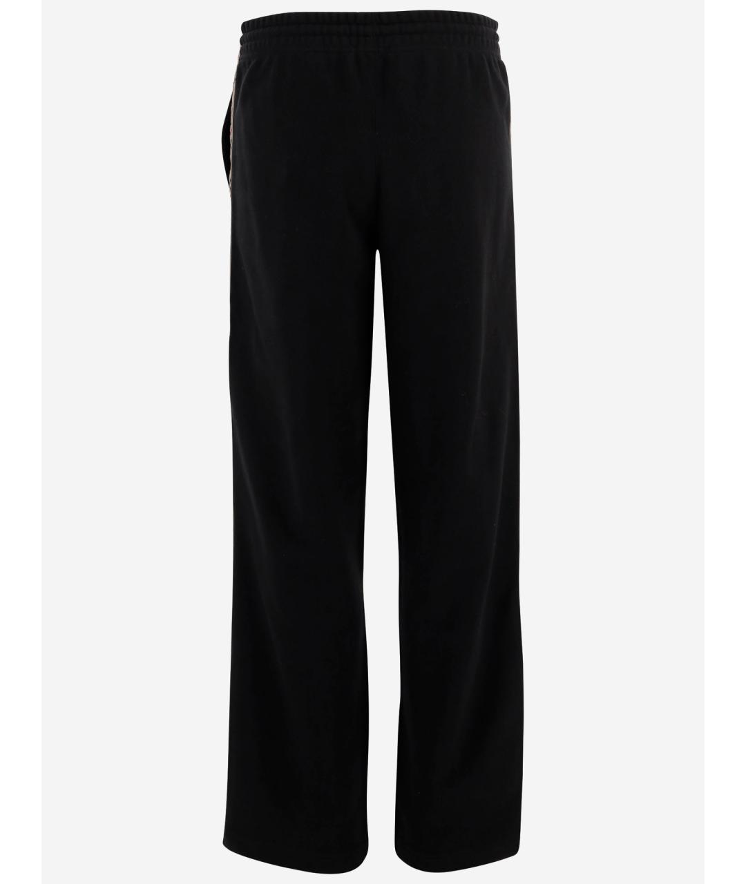 BURBERRY Черные хлопковые прямые брюки, фото 3