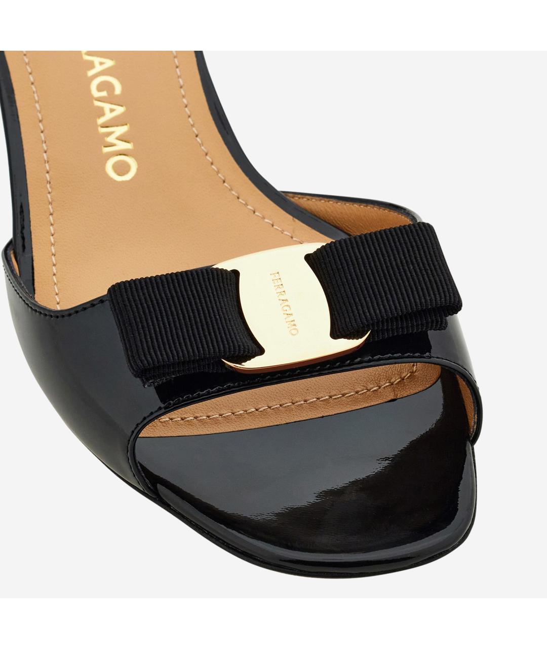 FERRAGAMO Черные кожаные мюли, фото 5