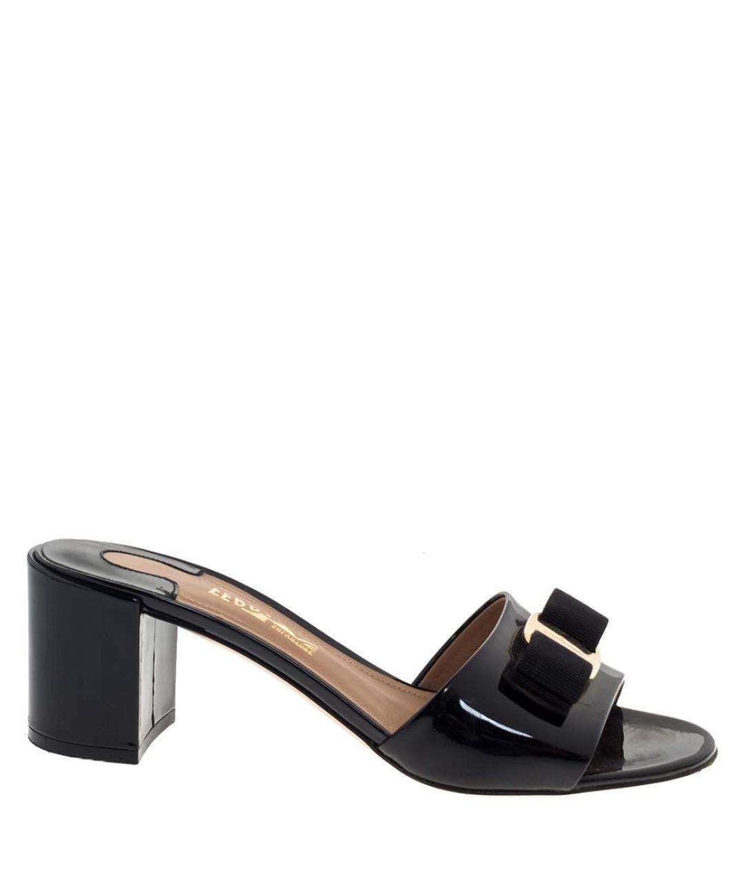 FERRAGAMO Черные кожаные мюли, фото 1