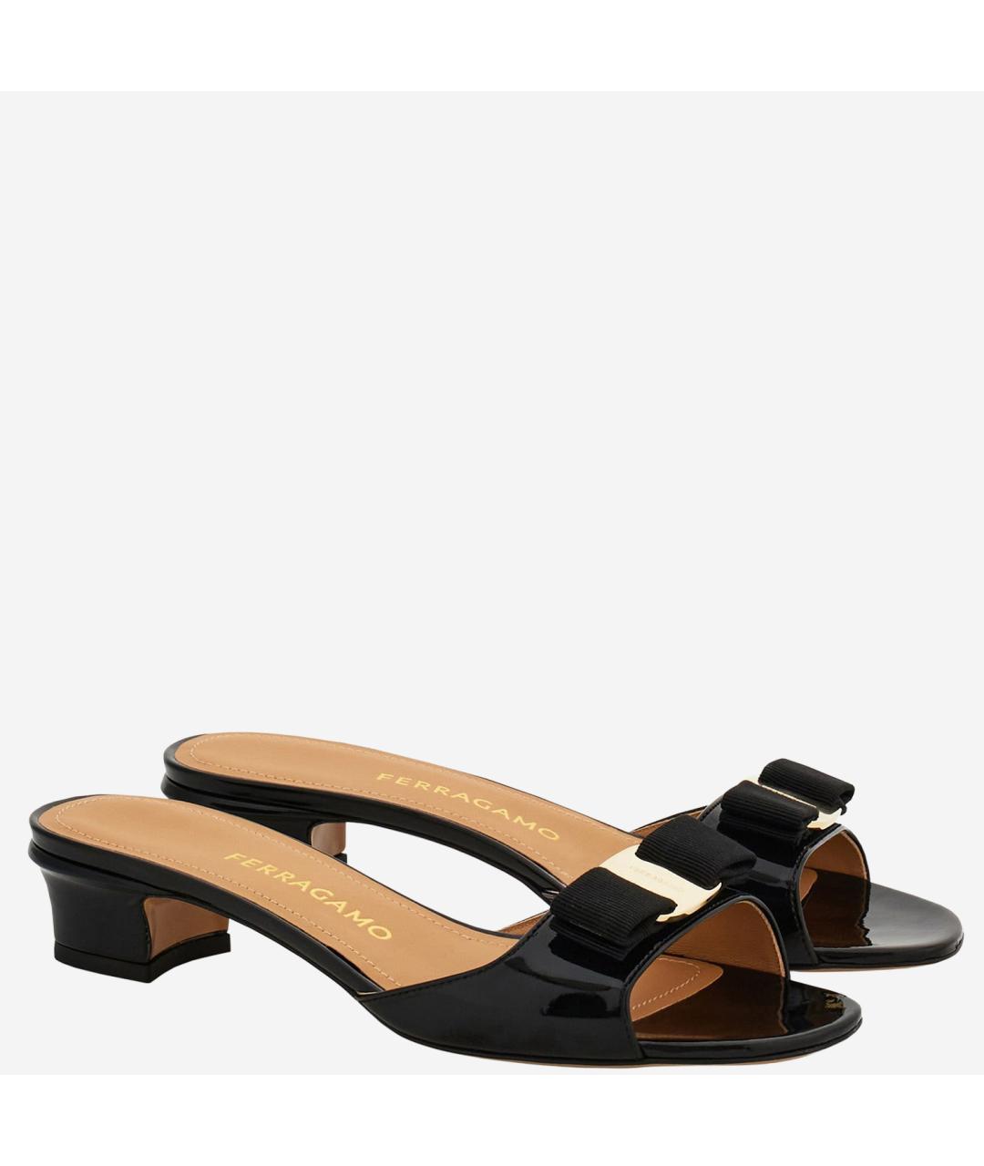 FERRAGAMO Черные кожаные мюли, фото 3