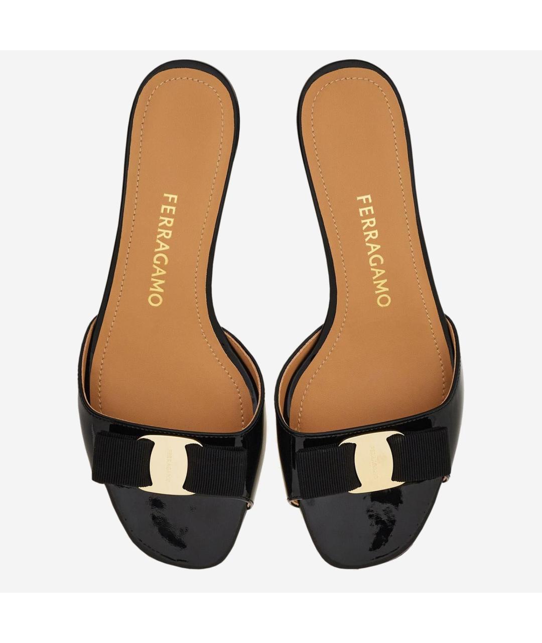 FERRAGAMO Черные кожаные мюли, фото 2