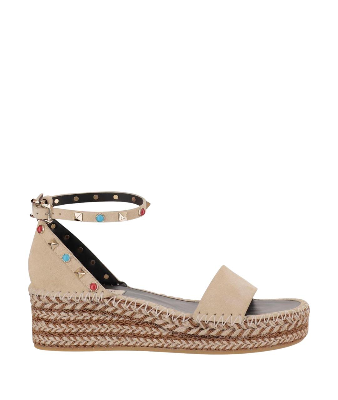 VALENTINO Бежевые замшевые босоножки, фото 1