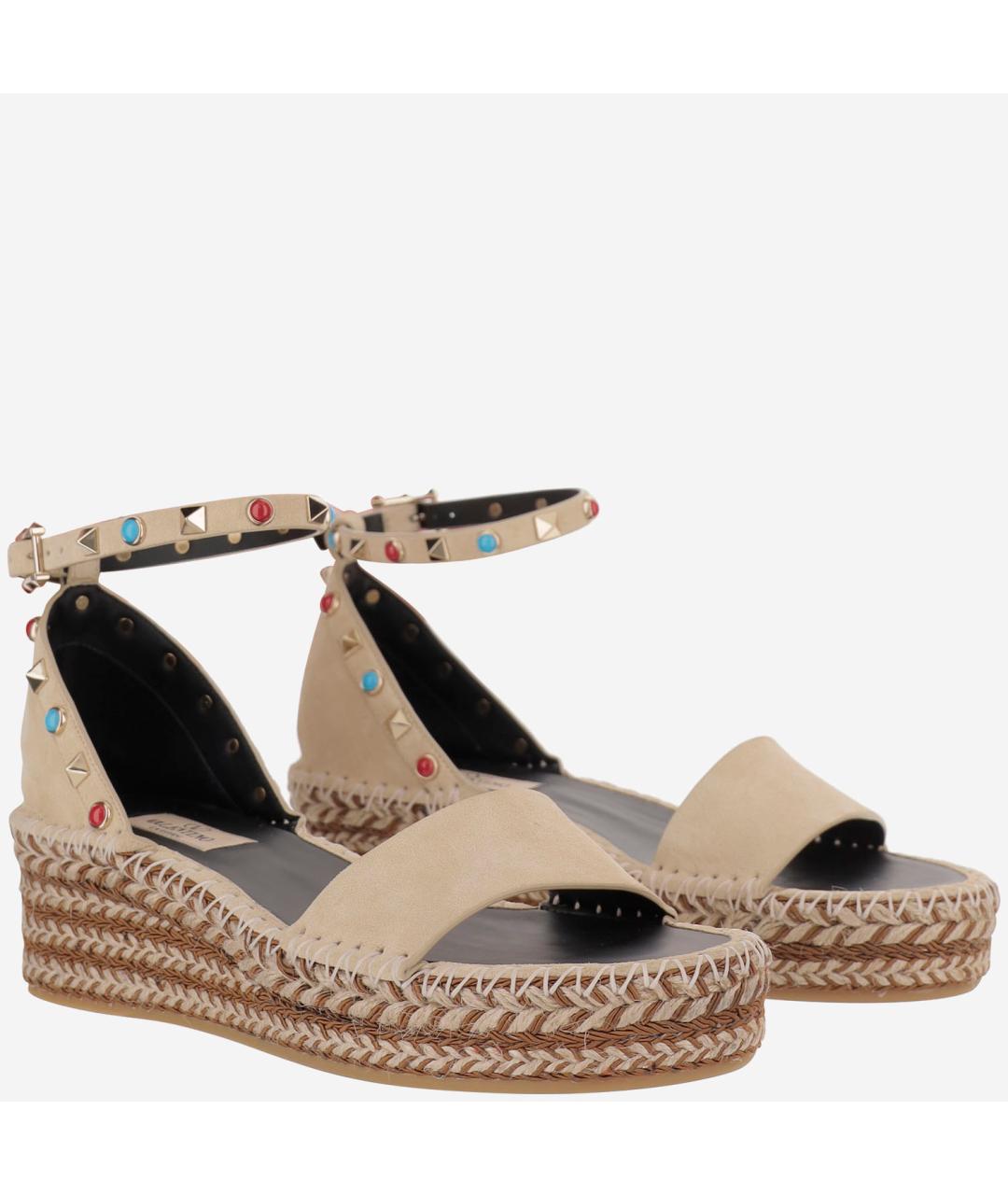 VALENTINO Бежевые замшевые босоножки, фото 2