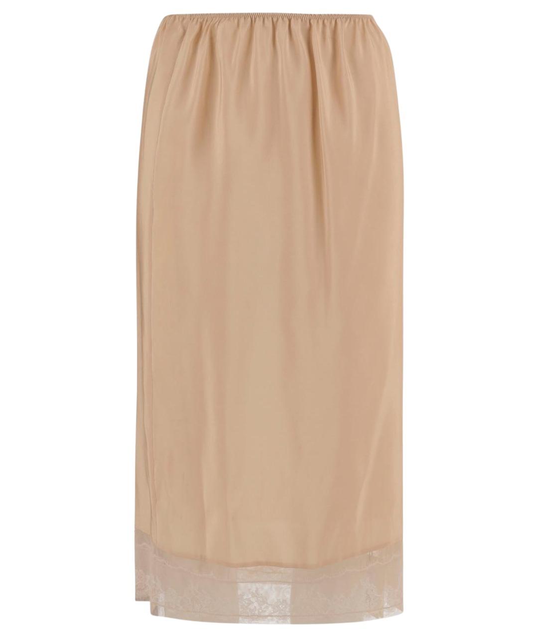 Carven Бежевая шелковая юбка миди, фото 1