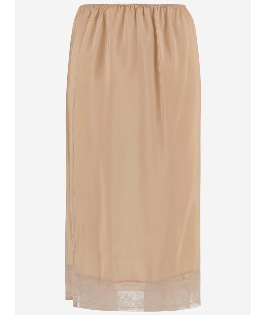 Carven Бежевая шелковая юбка миди, фото 4