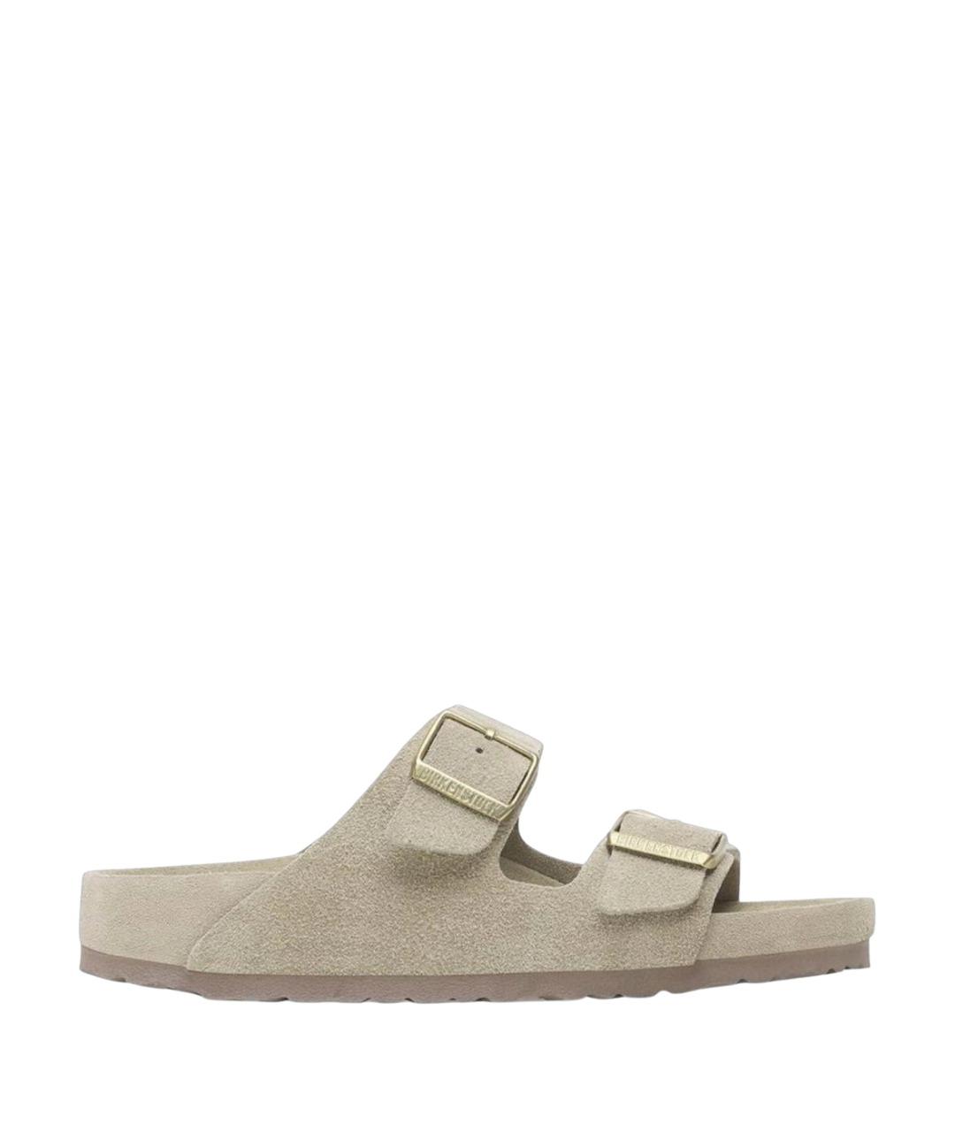 BIRKENSTOCK Бежевые замшевые сандалии, фото 1