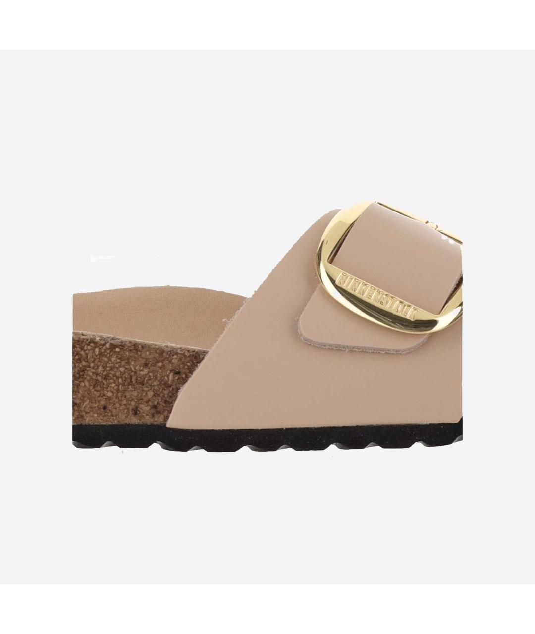 BIRKENSTOCK Бежевые кожаные шлепанцы, фото 5