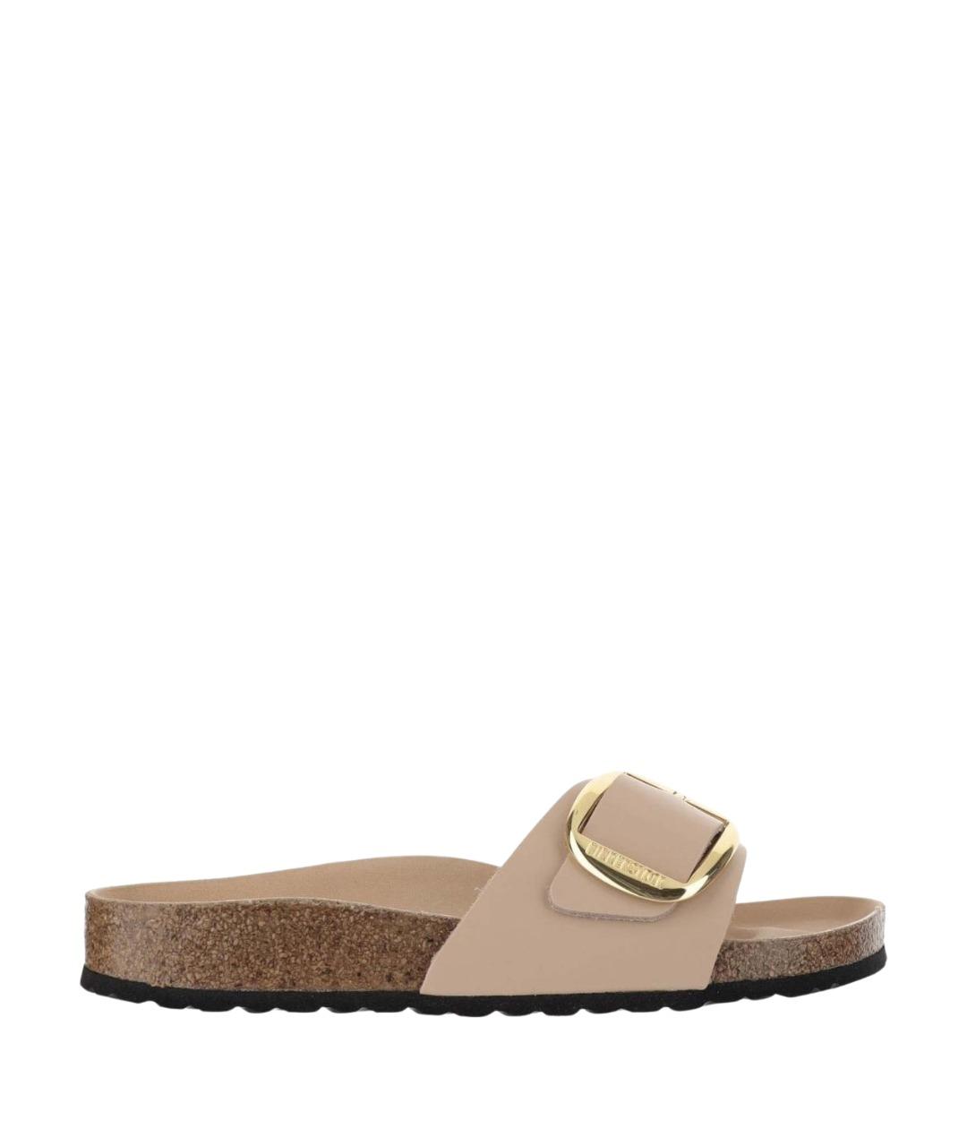 BIRKENSTOCK Бежевые кожаные шлепанцы, фото 1