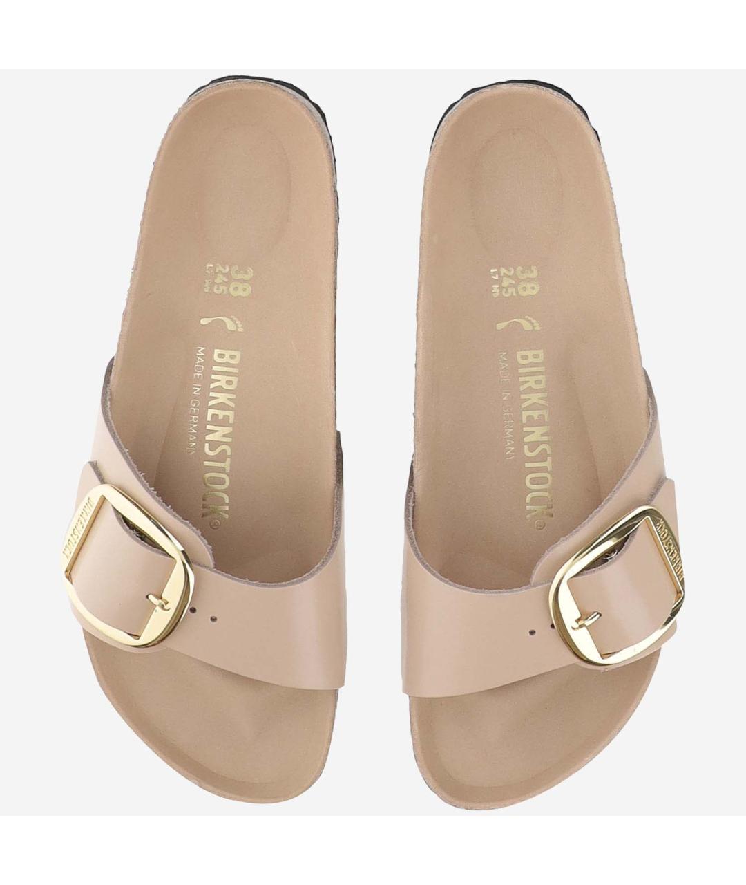 BIRKENSTOCK Бежевые кожаные шлепанцы, фото 2