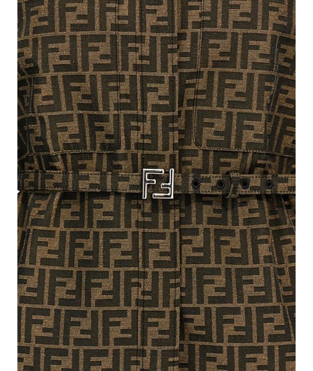 FENDI Коричневая полиэстеровая куртка, фото 4