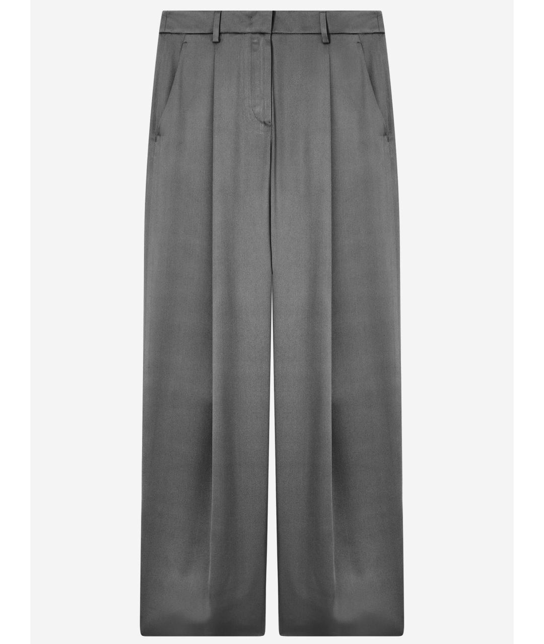 GIORGIO ARMANI Серые шелковые прямые брюки, фото 4