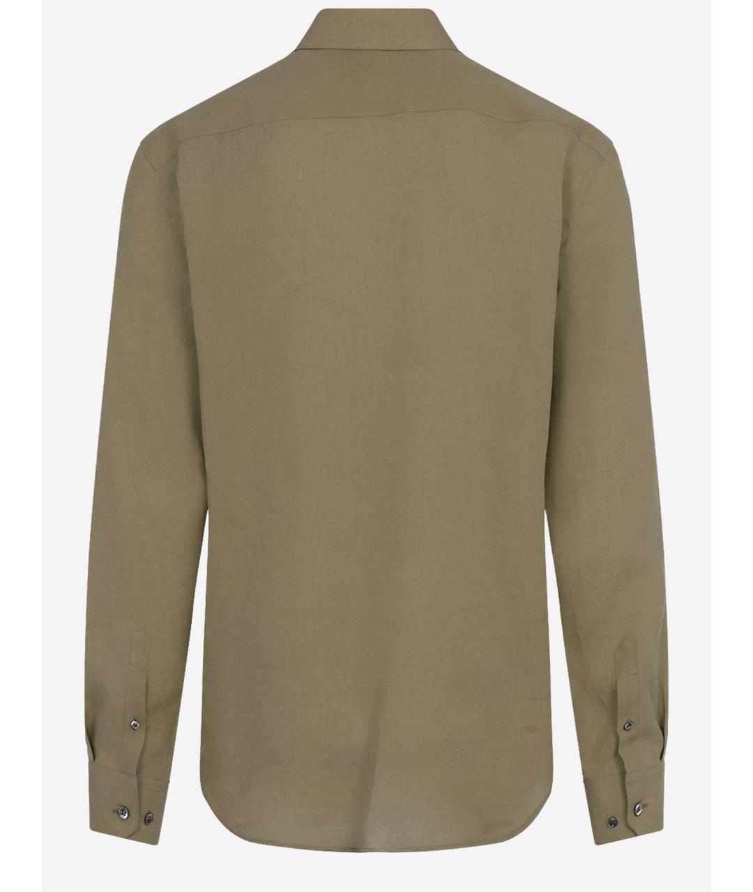 GIORGIO ARMANI Хаки льняная кэжуал рубашка, фото 2
