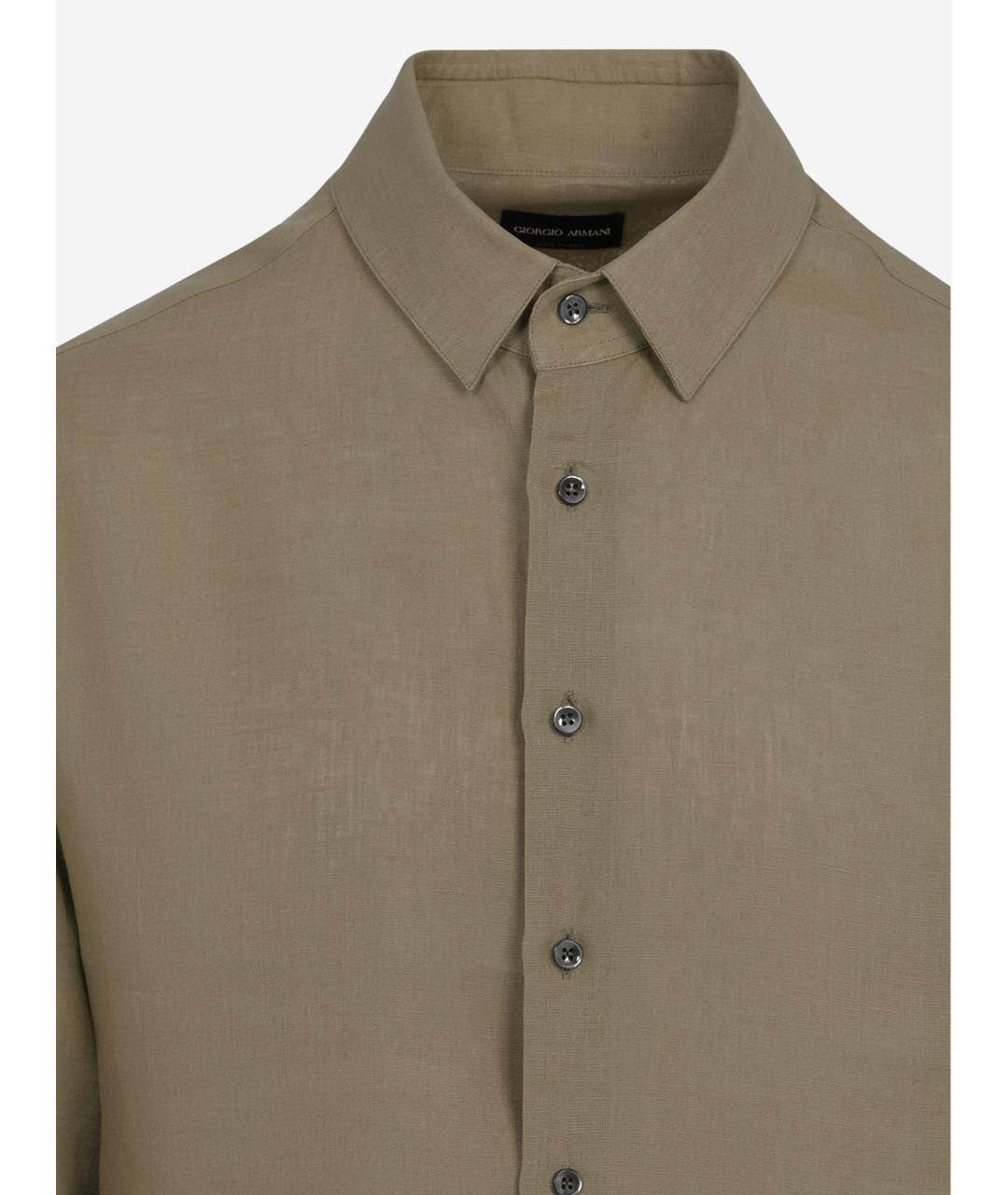 GIORGIO ARMANI Хаки льняная кэжуал рубашка, фото 3