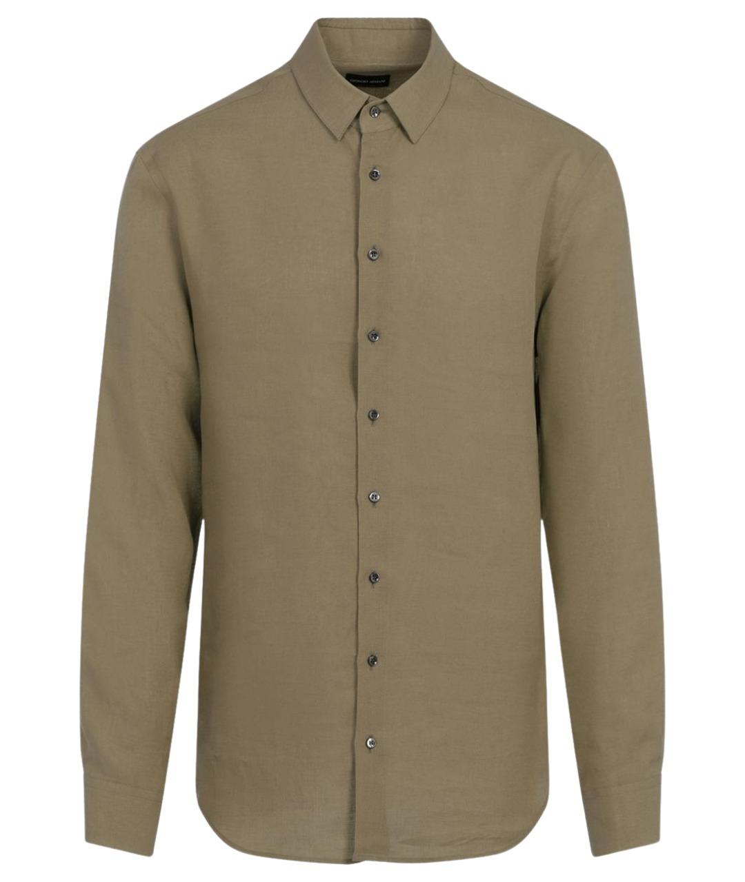 GIORGIO ARMANI Хаки льняная кэжуал рубашка, фото 1