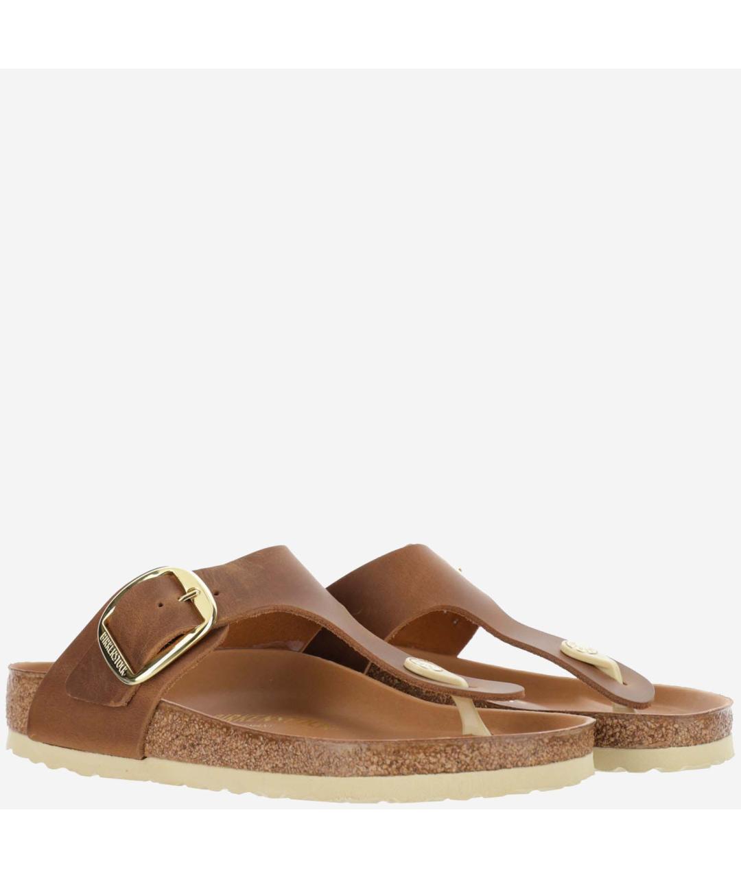 BIRKENSTOCK Коричневые кожаные шлепанцы, фото 2