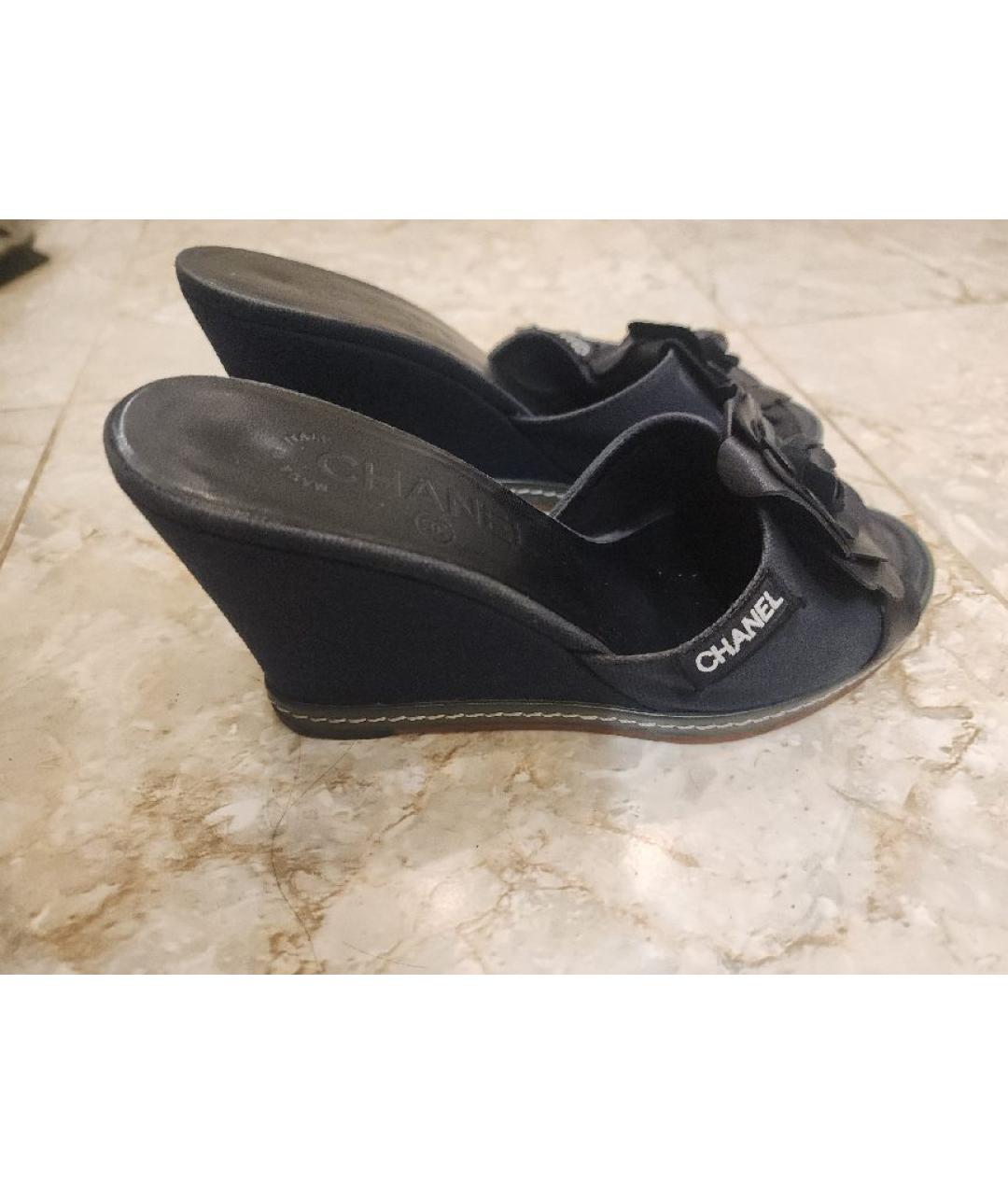CHANEL Черные кожаные босоножки, фото 6