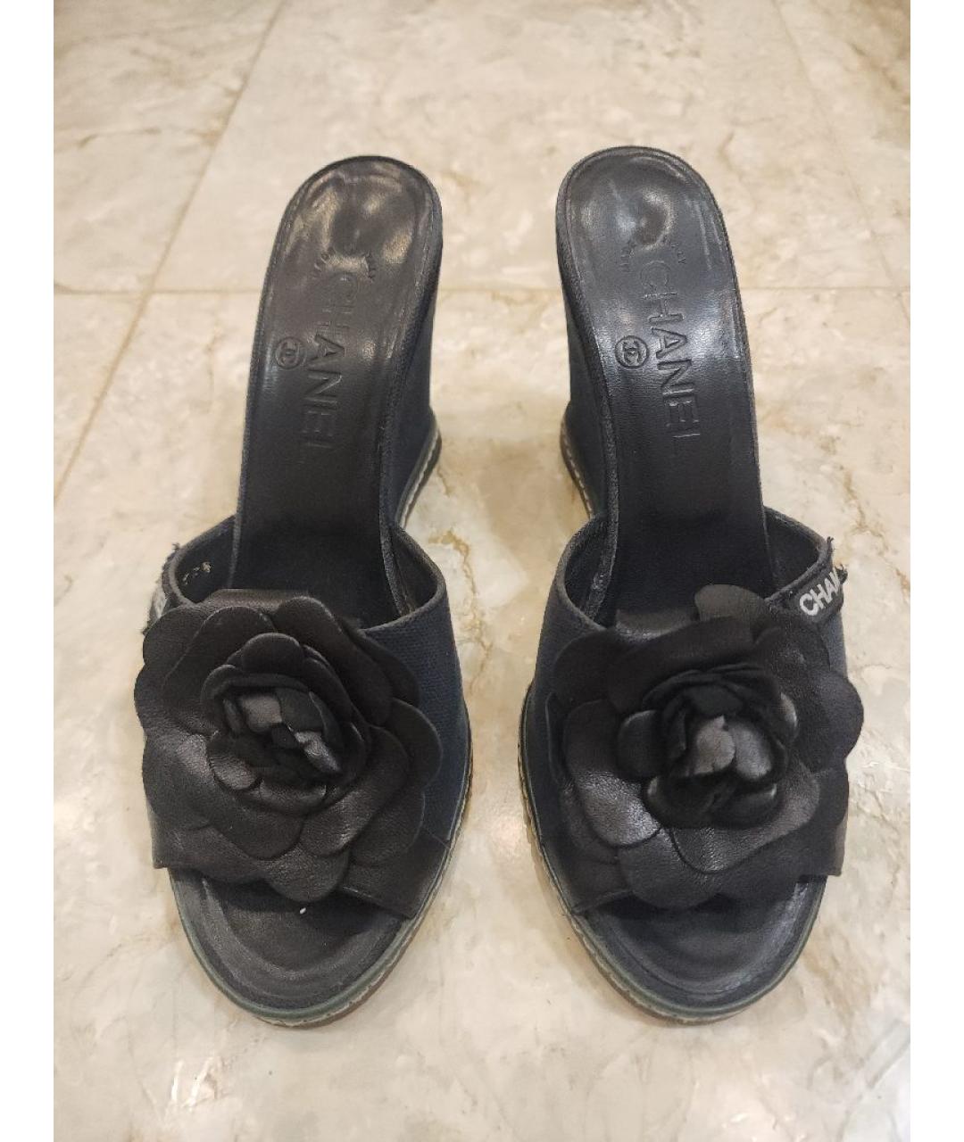 CHANEL Черные кожаные босоножки, фото 2