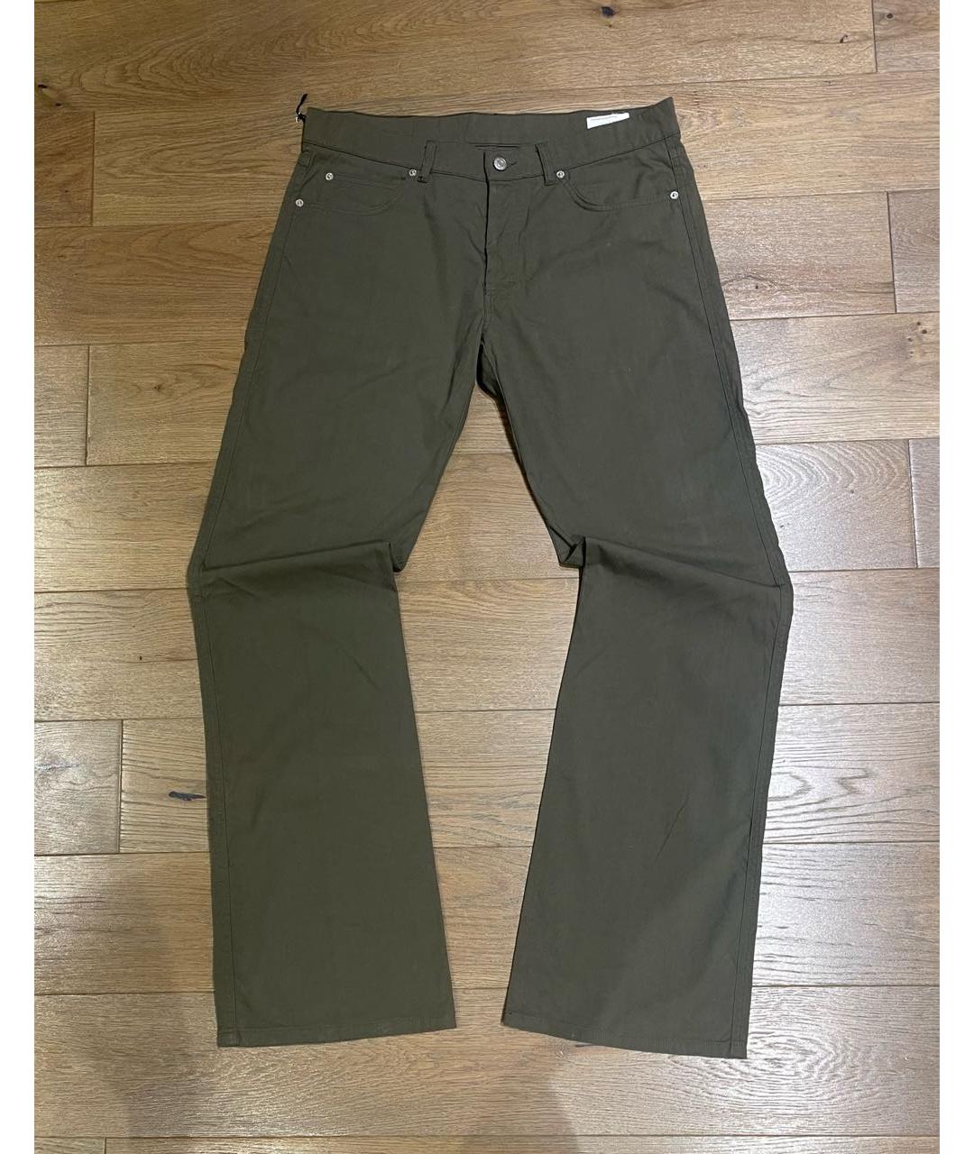 JIL SANDER Хаки хлопковые прямые джинсы, фото 8