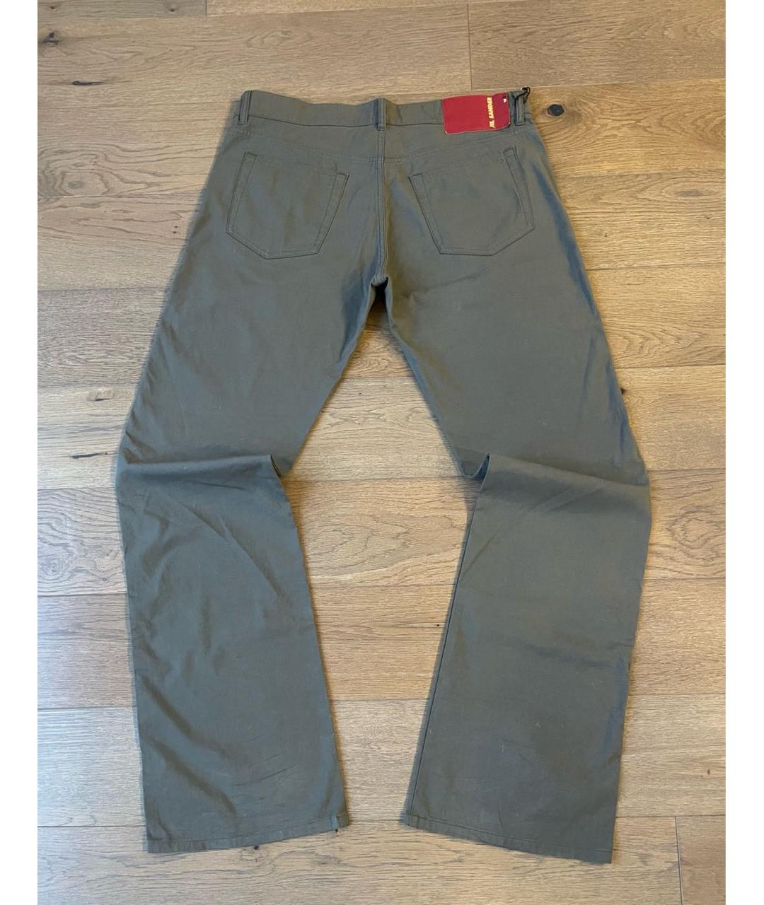 JIL SANDER Хаки хлопковые прямые джинсы, фото 2