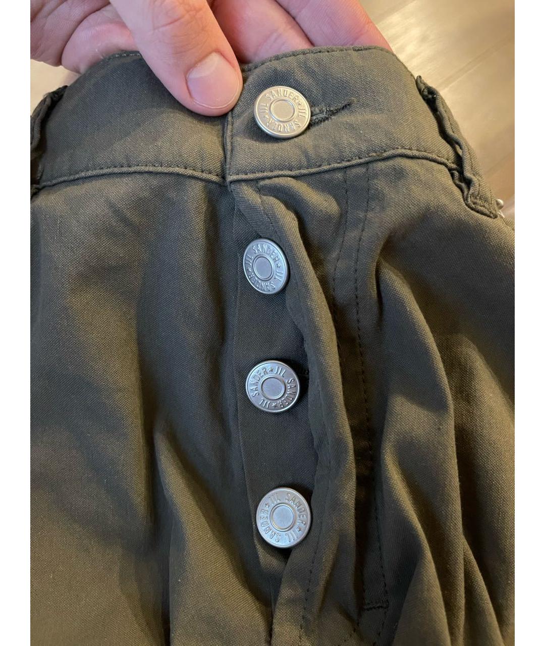 JIL SANDER Хаки хлопковые прямые джинсы, фото 6