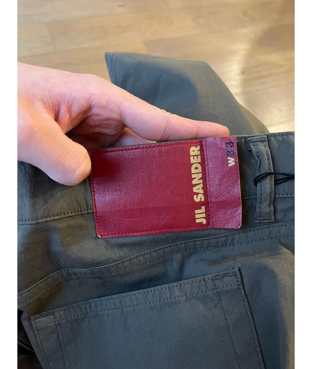 JIL SANDER Хаки хлопковые прямые джинсы, фото 3