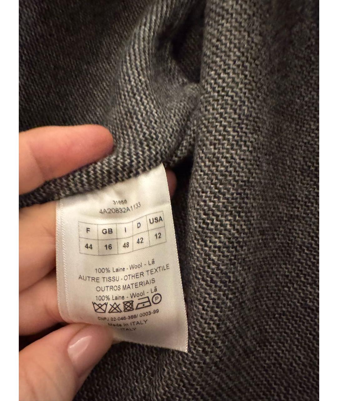 CHRISTIAN DIOR Серое шерстяное пальто, фото 4