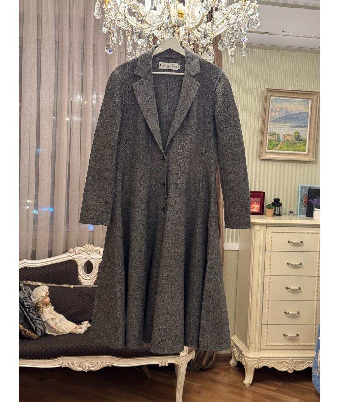 CHRISTIAN DIOR Серое шерстяное пальто, фото 5