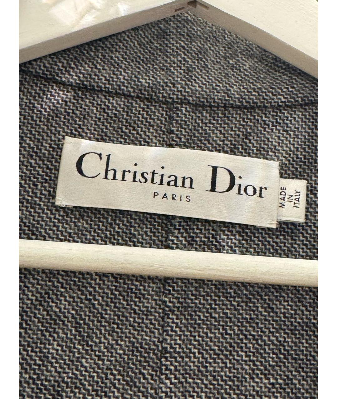 CHRISTIAN DIOR Серое шерстяное пальто, фото 3
