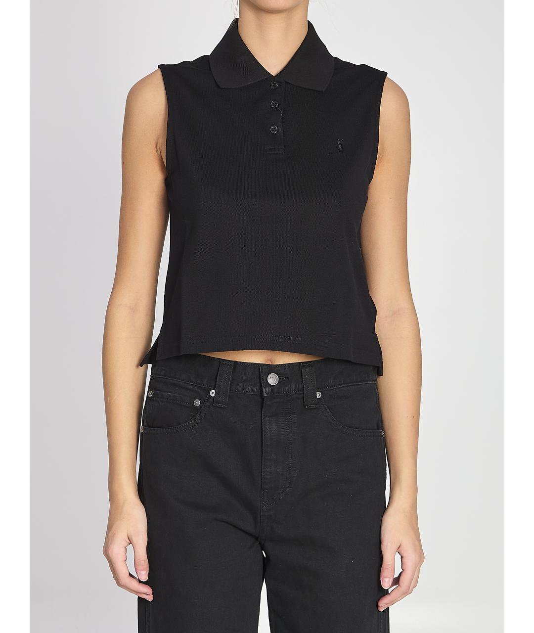 SAINT LAURENT Черная хлопковая футболка, фото 2