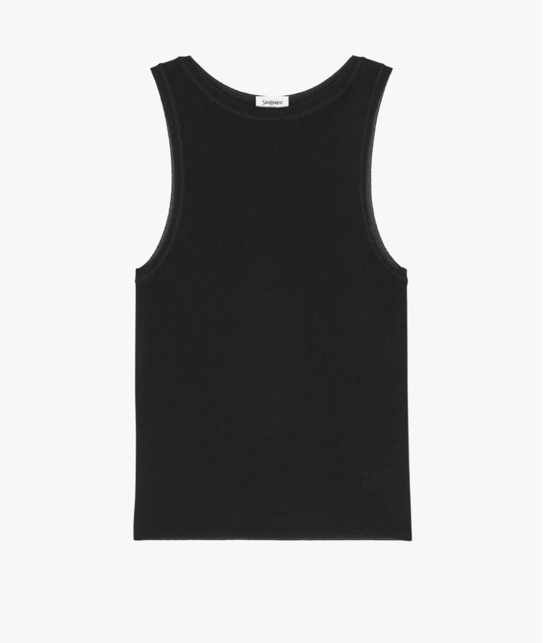 SAINT LAURENT Черная вискозная майка, фото 8