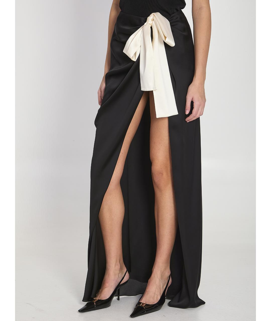 SAINT LAURENT Черная шелковая юбка макси, фото 3