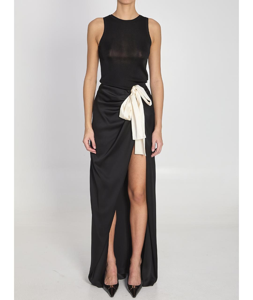 SAINT LAURENT Черная шелковая юбка макси, фото 6