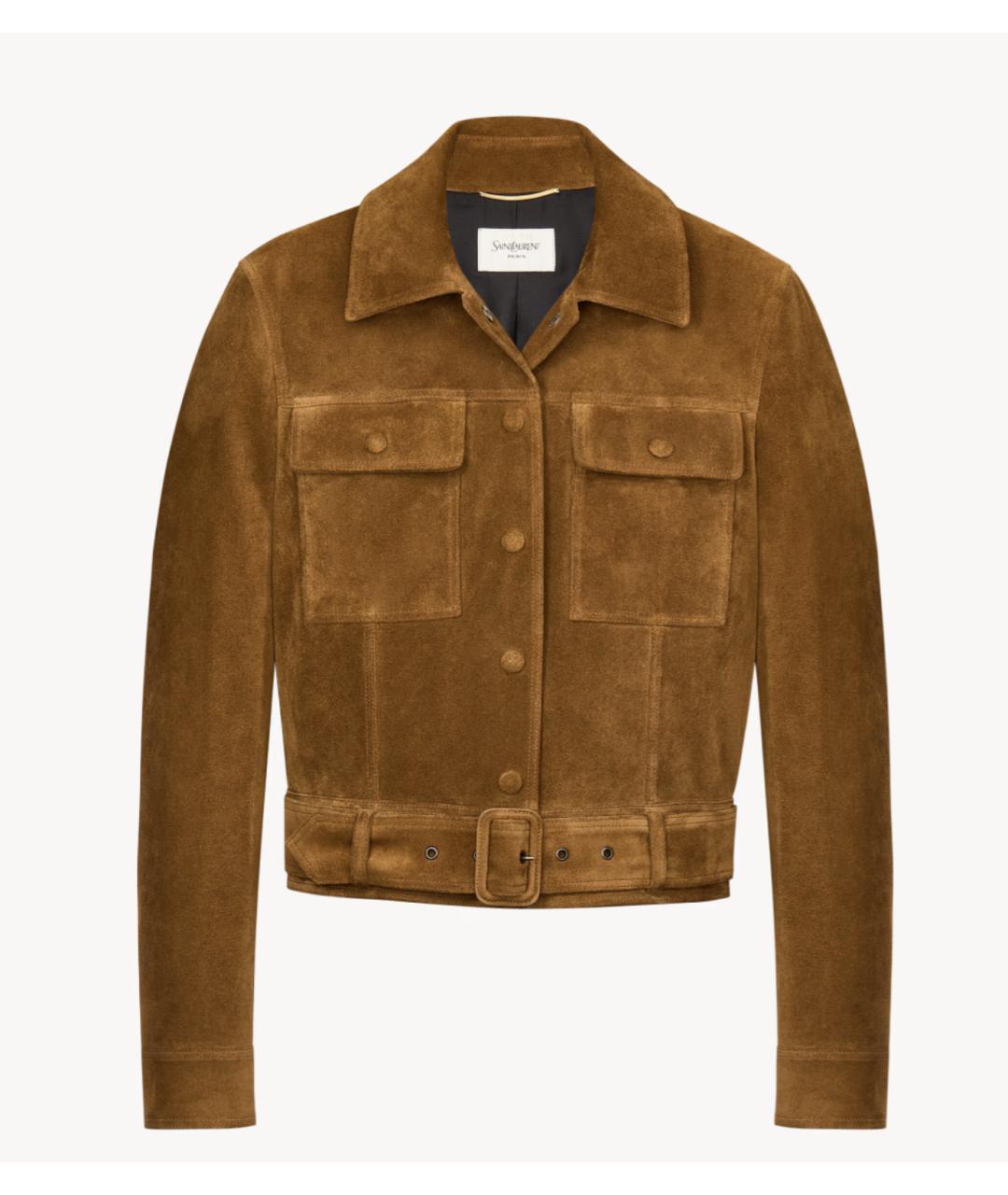 SAINT LAURENT Коричневая замшевая куртка, фото 2