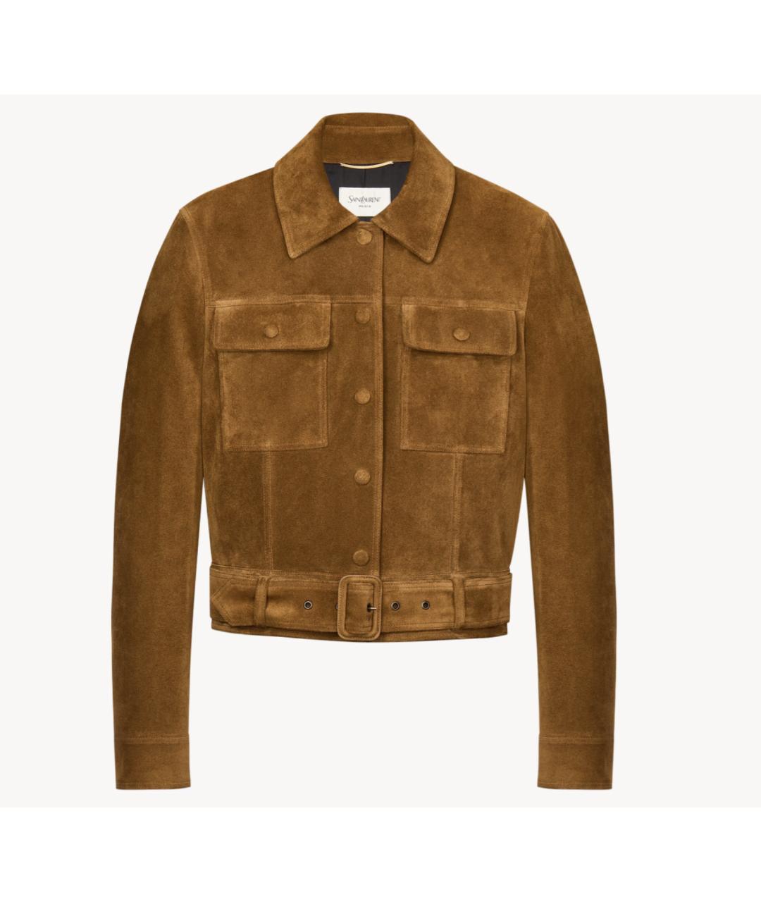 SAINT LAURENT Коричневая замшевая куртка, фото 4