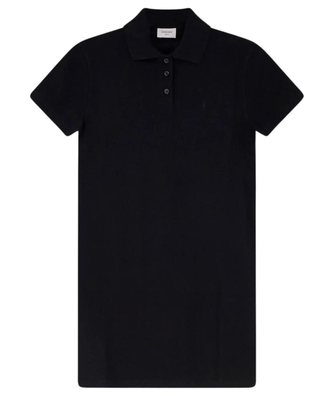 SAINT LAURENT Черное хлопковое повседневное платье, фото 1