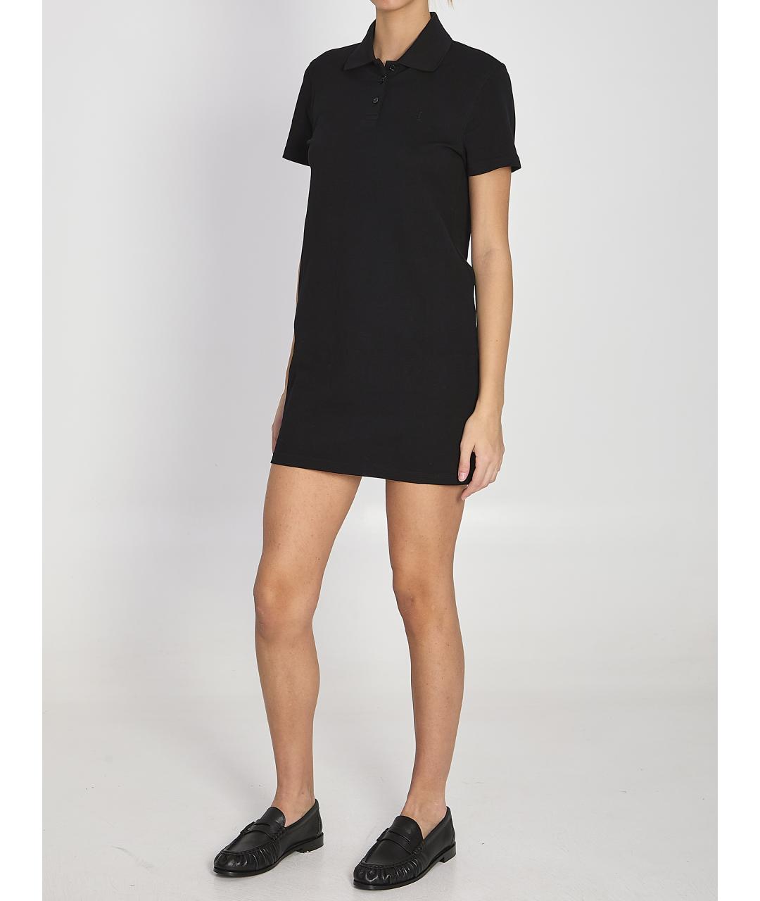 SAINT LAURENT Черное хлопковое повседневное платье, фото 3