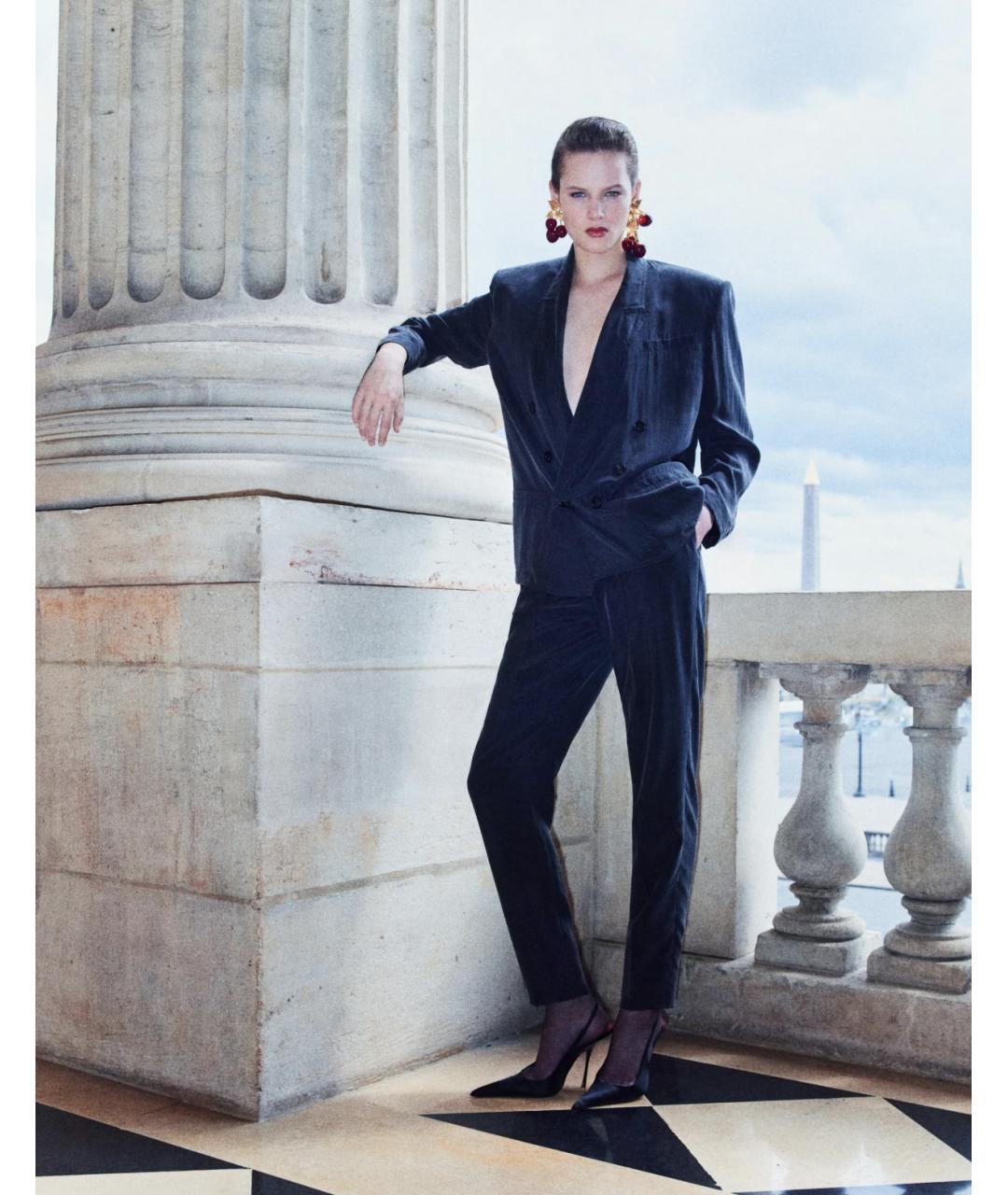 SAINT LAURENT Черный шелковый жакет/пиджак, фото 3