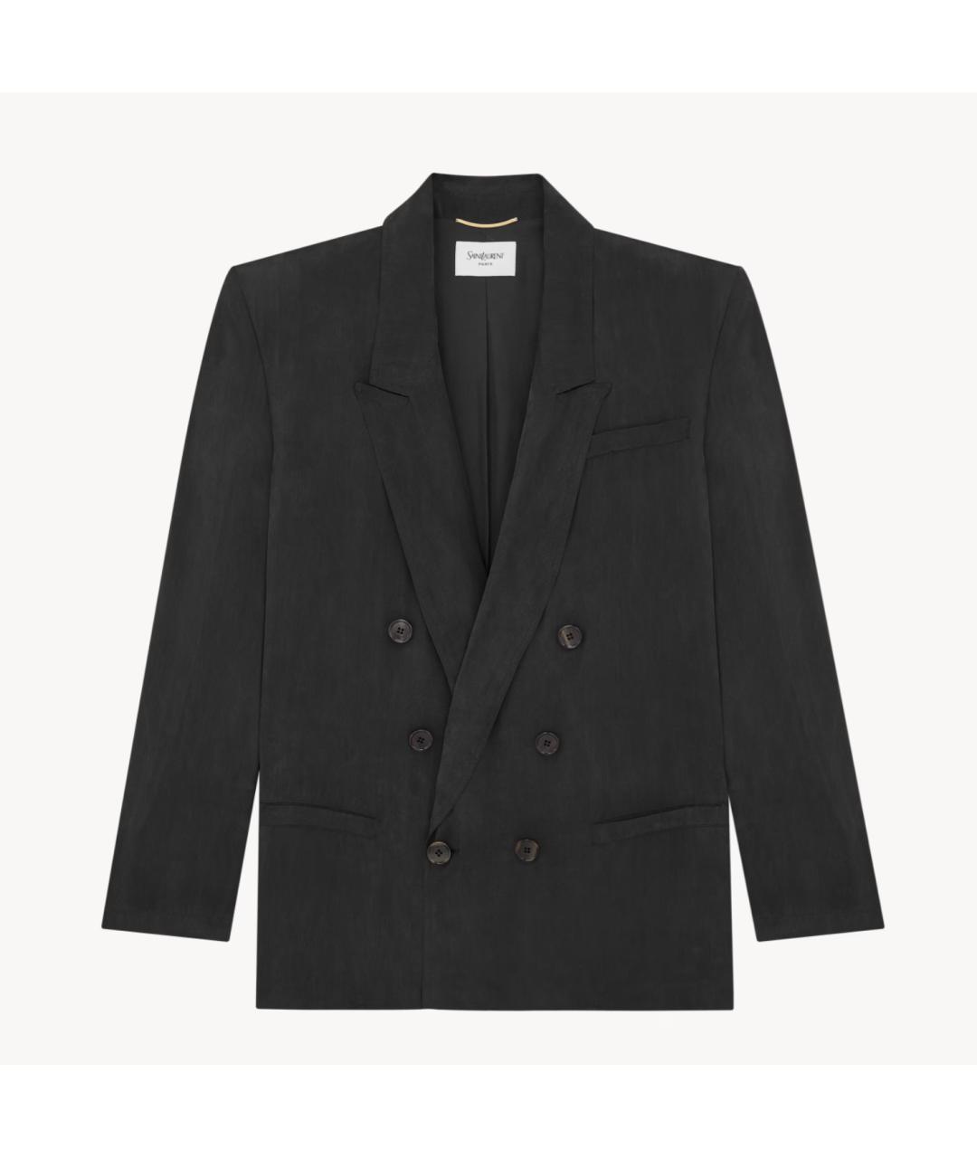SAINT LAURENT Черный шелковый жакет/пиджак, фото 4