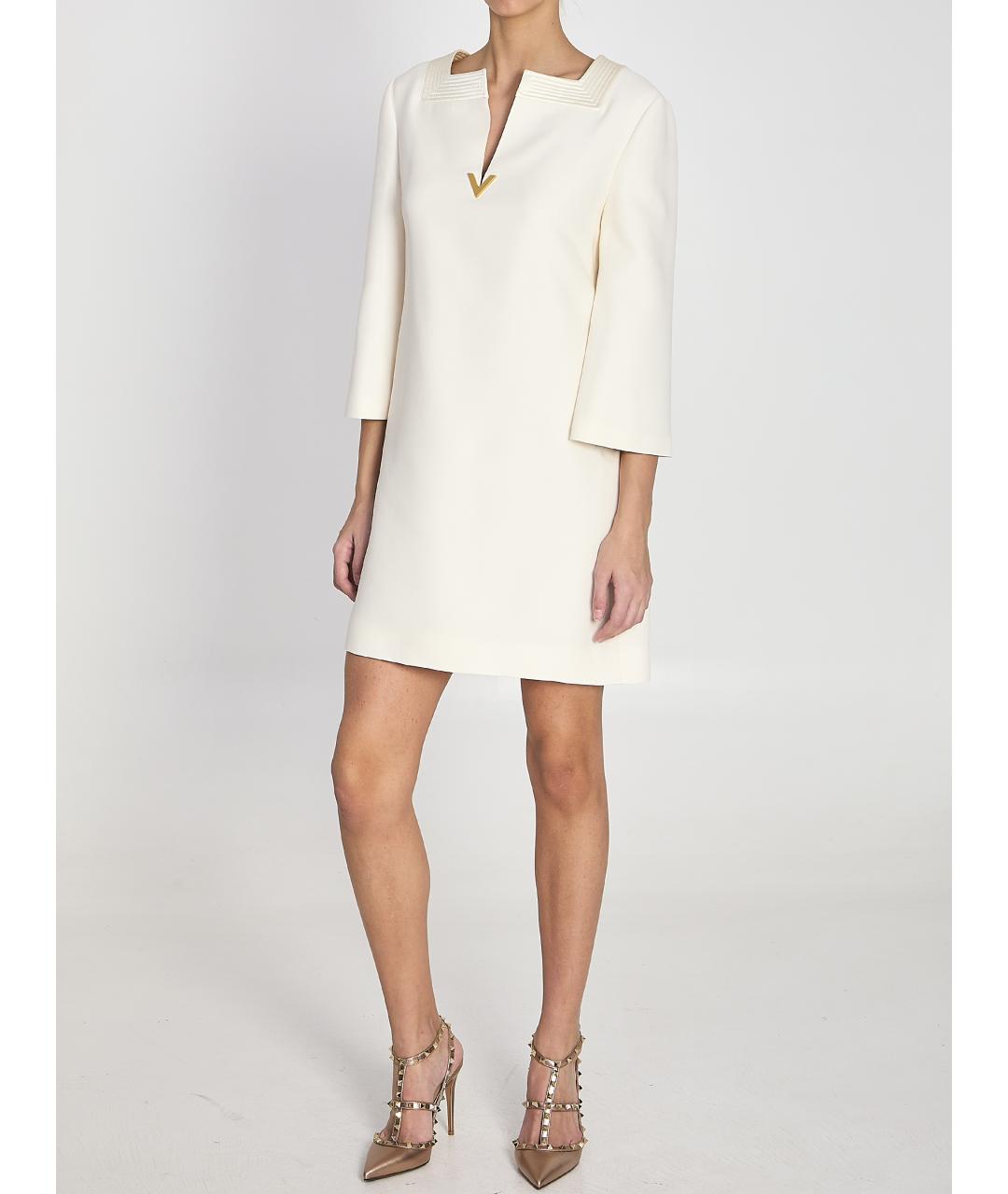 VALENTINO Белое шерстяное повседневное платье, фото 3