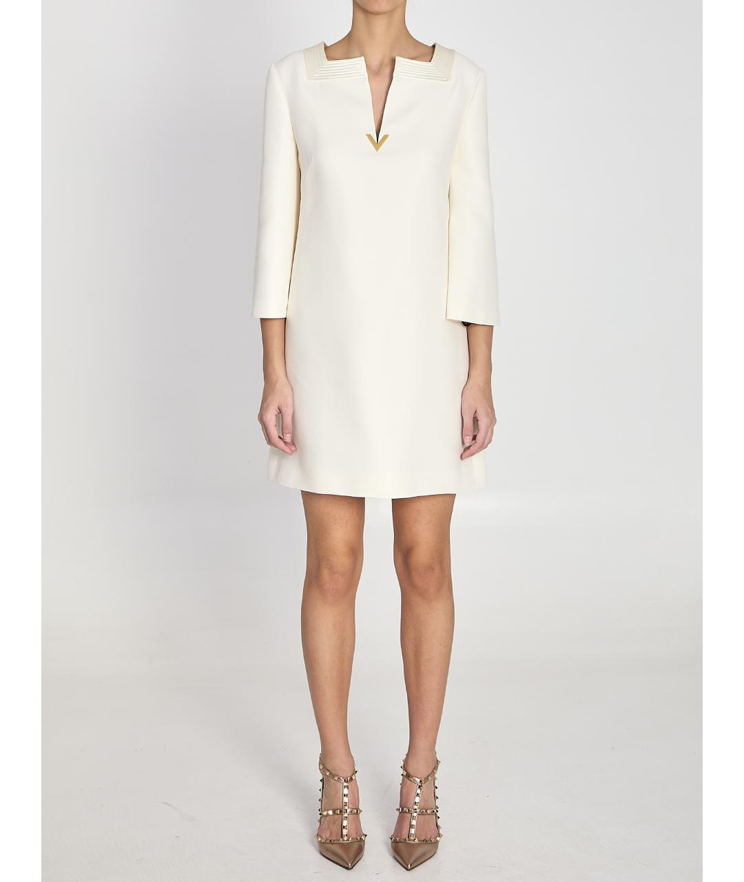 VALENTINO Белое шерстяное повседневное платье, фото 2