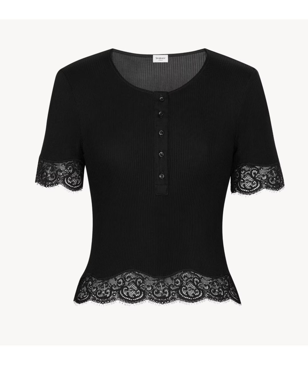 SAINT LAURENT Черная шелковая футболка, фото 4