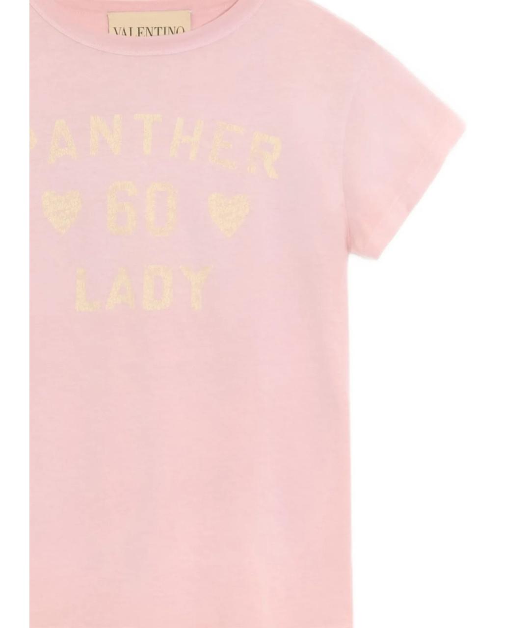 VALENTINO Розовая хлопковая футболка, фото 2