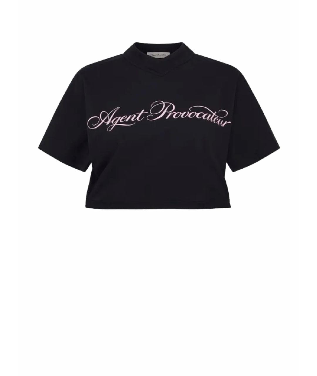 AGENT PROVOCATEUR Черная хлопковая футболка, фото 1