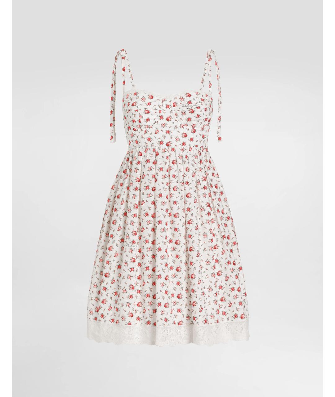 DOLCE&GABBANA Белое хлопко-эластановое платье, фото 5