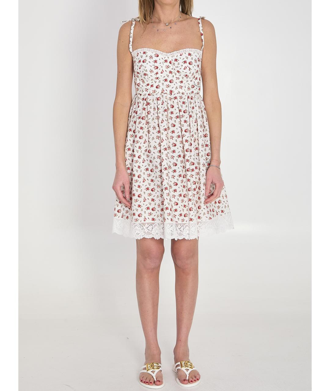 DOLCE&GABBANA Белое хлопко-эластановое платье, фото 2