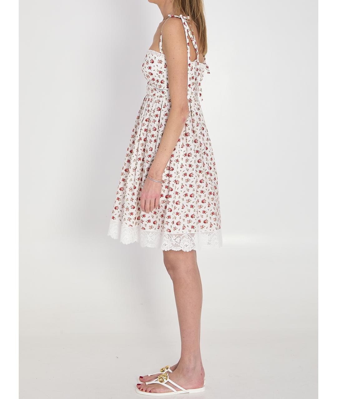 DOLCE&GABBANA Белое хлопко-эластановое платье, фото 3