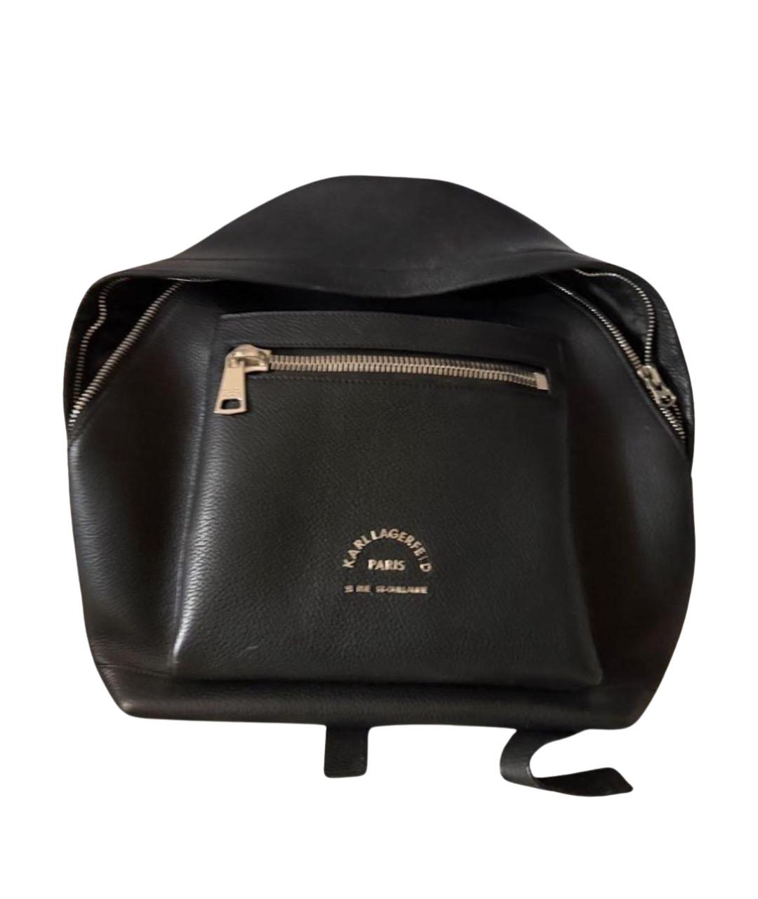 KARL LAGERFELD Черный кожаный рюкзак, фото 1