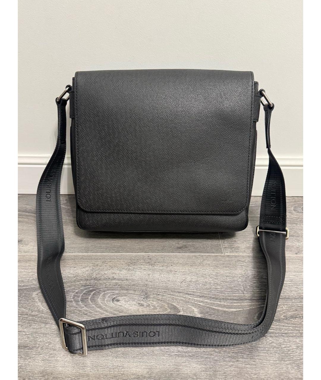 LOUIS VUITTON Черная кожаная сумка на плечо, фото 9