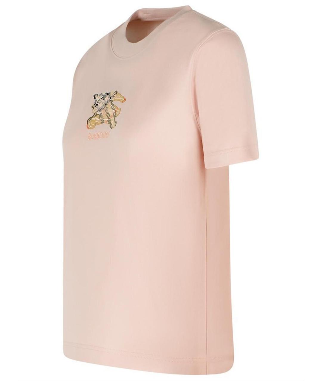 BURBERRY Розовая хлопковая футболка, фото 2