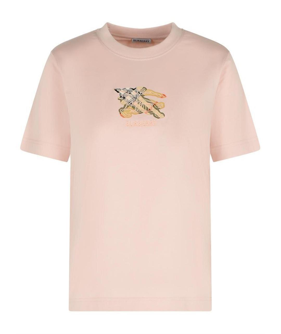 BURBERRY Розовая хлопковая футболка, фото 1
